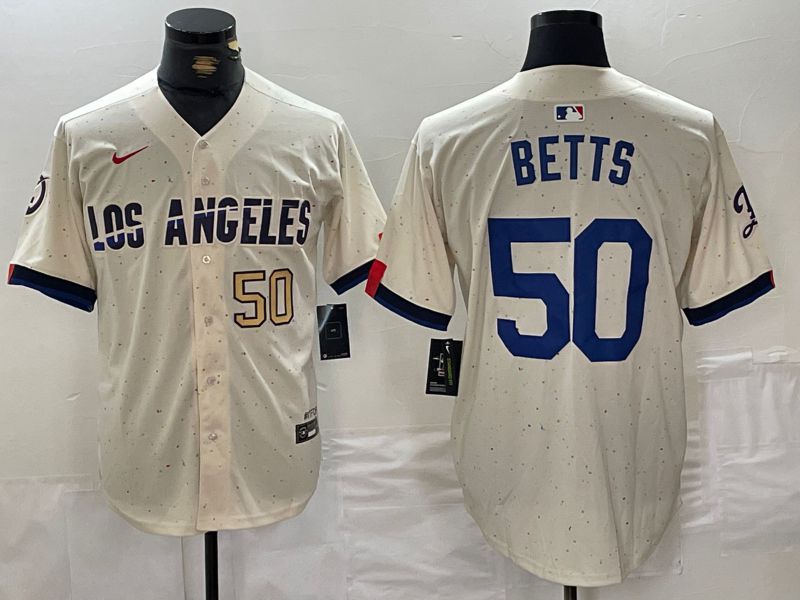 Men Los Angeles Dodgers #50 Betts Cream Fashion Nike Game MLB Jersey style 2->los angeles dodgers->MLB Jersey